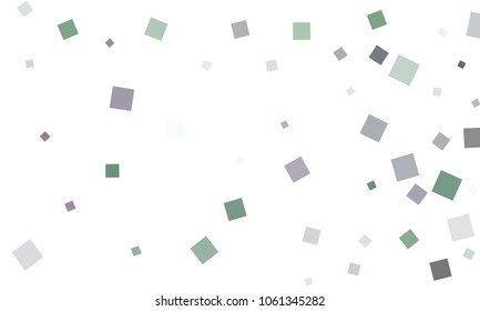 Blue and Green Confetti in the Form of Rectangles on White Background