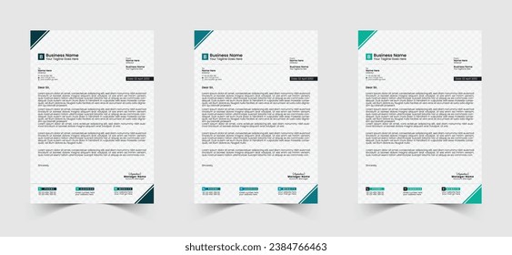 Blue and Green Corporate or Business Letterhead Template Design, Brand Identity, Join Letter, Company Profile with Creative, Eye Catching, Professional, Modern and Abstract Vector A4 Size Layout