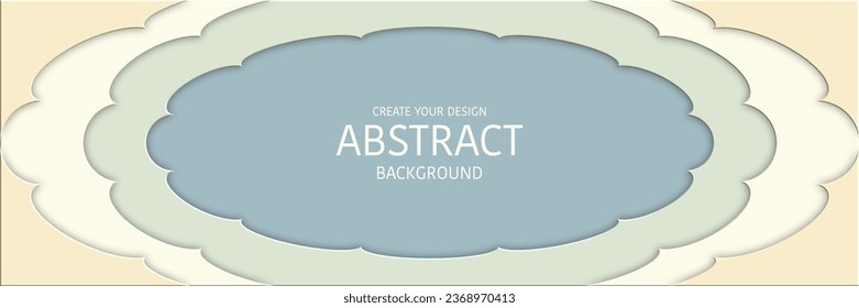 blue green cream yellow, 3d layer paper cut vector Illustration abstract horizontal background