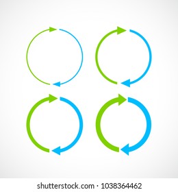 Blue and green cycle arrow icons set vector illustration isolated on white background