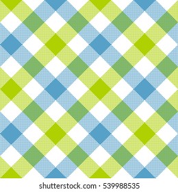 Blue green diagonal checkered plaid seamless pattern. Vector illustration. EPS 10.