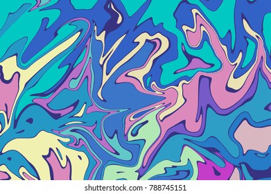 Blue green digital marbling. Abstract marbled backdrop. Liquid paint abstraction. Soft color palette mesh background. Colorful marbling texture for invitations and covers. Trendy surface design