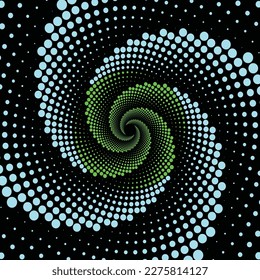 Blue and green  dot and black background
