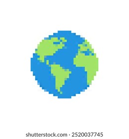Icono de globo de tierra verde azul Pixel Art