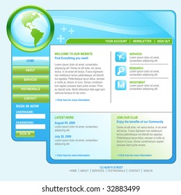 A blue and green earth website template for your business. Change the button navigation and text to make it your own.