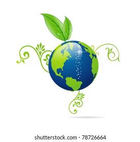 blue and green eco earth sign isolated