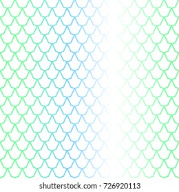 Blue green fish scale seamless pattern with colorful gradient. Fish skin vector background. Scale ornament. Mermaid pattern. Fish seamless pattern tile. Mermaid background. Gradient shiny fishscale