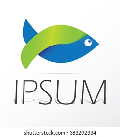 Blue - green fish, vector logo design, abstract icon.
