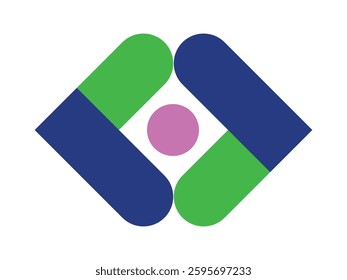 blue and green flat handmade logo shape design