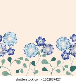 Blue and Green Floral Border Repeat Pattern