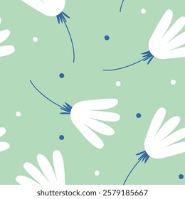 blue green floral clean garden seamless pattern 