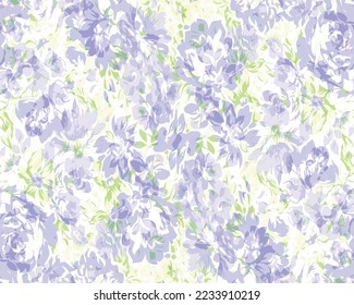 blue with green  floral pattern , seamless floral pattern design for print or background