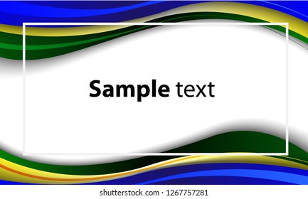 blue and green flow vector abstract background, modern concept, gold color, with shadow