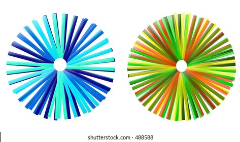 blue and green flowers