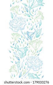 blue and green flowers. seamless pattern.