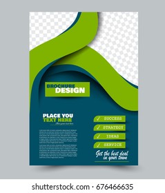 Blue and green flyer vector design template. Business brochure. Annual report or magazine cover. 