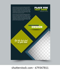 Blue and green flyer vector design template set. Business brochure. Annual report or magazine cover.