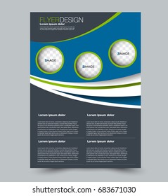 Blue and green flyer vector design template set. Business brochure. Annual report or magazine cover.