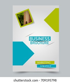 Blue and green flyer vector design template set. Business brochure. Annual report or magazine cover.