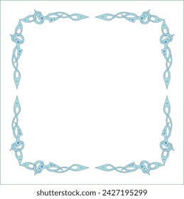 Blue green frame with fantasy ornament . Fantasy green corners. Fairy tail decoration, book decoration.