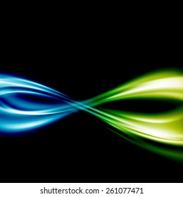 Blue To Green Fusion Swoosh Line Infinity Symbol. Vector Illustration