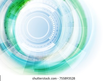 Blue and green futuristic technology abstract gear background. Vector illustration template