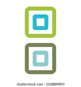 BLUE GREEN GEOMETRIC BLOCKS, CUBES LOGO ABSTRACT SIGN, SYMBOL 