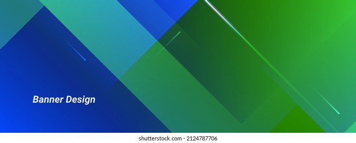 Blue and green geometric design pattern banner vector