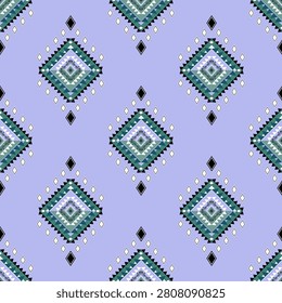 Blue and green geometric ethnic Aztec seamless pattern. Tribal Aztec vector texture. Folk motif style in vector design. Simple Navajo pattern. Wallpapers, paper crafts, and web page backdrops.