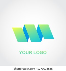 blue green geometric logo. gradation color template design vector
