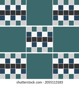 Fondo cuadrado geométrico azul y verde. Textura de mosaico