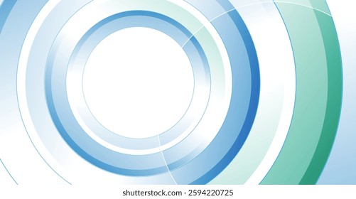 Blue green geometric tech background with abstract glossy circles. Vector design