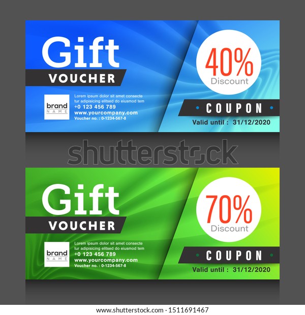 Blue Green Gift Voucher Certificate Coupon Stock Vector (Royalty Free ...