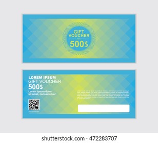 blue and green gift voucher vector design template 