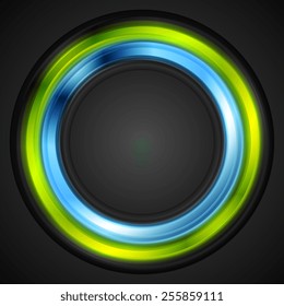 Blue and green glowing circle concept logo. Vector design