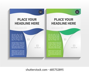 Blue Green Gradient Abstract Curve Theme with Image Background in Business Brochure Design Template Vector That can adjust to Book, Cover, Annual Report, Magazine, Poster, Presentation, Portfolio