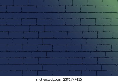 blue and green gradient brickwall with Vector texture of brick