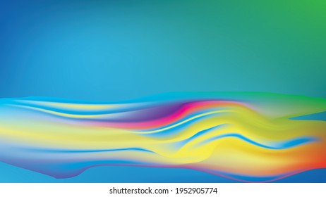 Blue and green gradient mesh background with yellow and purple liquid illustration