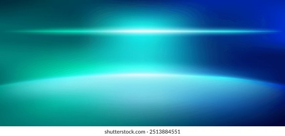 Blue green gradient studio room, abstract background pattern, walls and floor reflect neon lights luxurious shine, dark tones and feel speed of digital technology connected. Future technology.