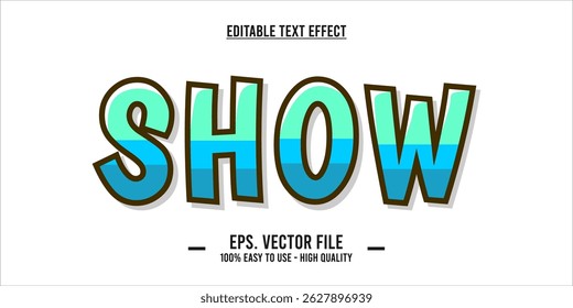 Blue Green Gradient Text Effect – Editable Playful Cartoon Style Font