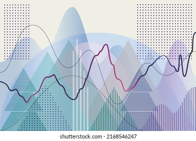 Blue green gradient vector background from charts and graphs, infographic icons, groups of columns, stripes, dots, smooth lines. Modern concept for presentation, your interface, advertising, text