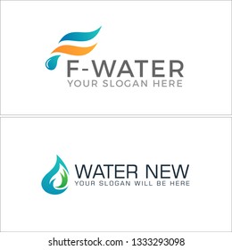 Blue green gray line art droplets water swash combination mark logo design concept suitable for industry healthy nutrients