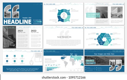Blue, green, gray, presentation template, white background. 2020.Creative. Best Infographic Elements. leaflet, flyer, corporate report, marketing, screen, advertisement, document, annual report, vecto