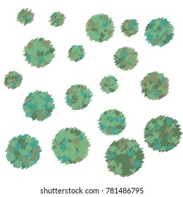 Blue, Green and Grey Bubbles with Smaller Bubbles Inside on White Background