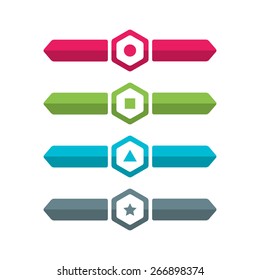 Blue, green, grey and pink arrow set. Vector template in modern style. For infographic and presentation