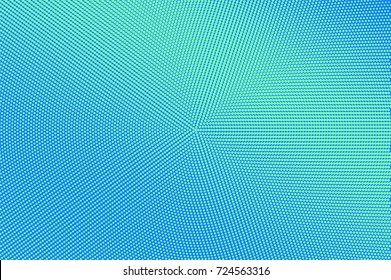 Blue and green halftone vector background. Aqua blue dotted pattern. Contrast dotted gradient. Pop art design. Winter banner template. Modern halftone texture. Cold color palette abstract background