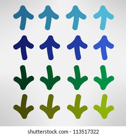 Blue and green hand drawn arrows