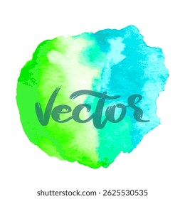 Blue and Green Hand Drawn Watercolor Drops Vector Illustration