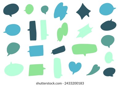 Blue or green hand-painted speech 　balloon set