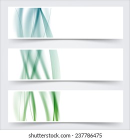 blue green header footer wave swoosh lines banner set. vector illustration